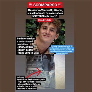 Scomparso da sabato: si cerca Alessandro, 20enne di Sassuolo