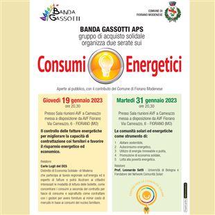 Due serate ad ingresso gratuito per parlare di consumi energetici